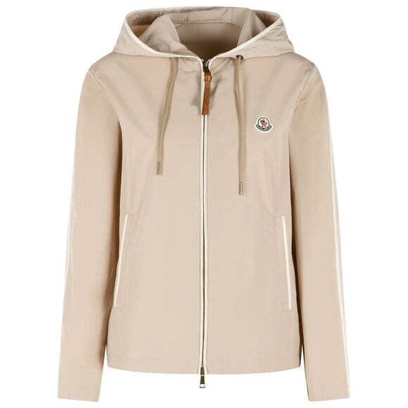 MONCLER Jackets & Blazers - Moncler 'Sarracenia' Hooded Jacket In Polyester And Beige Cotton Women